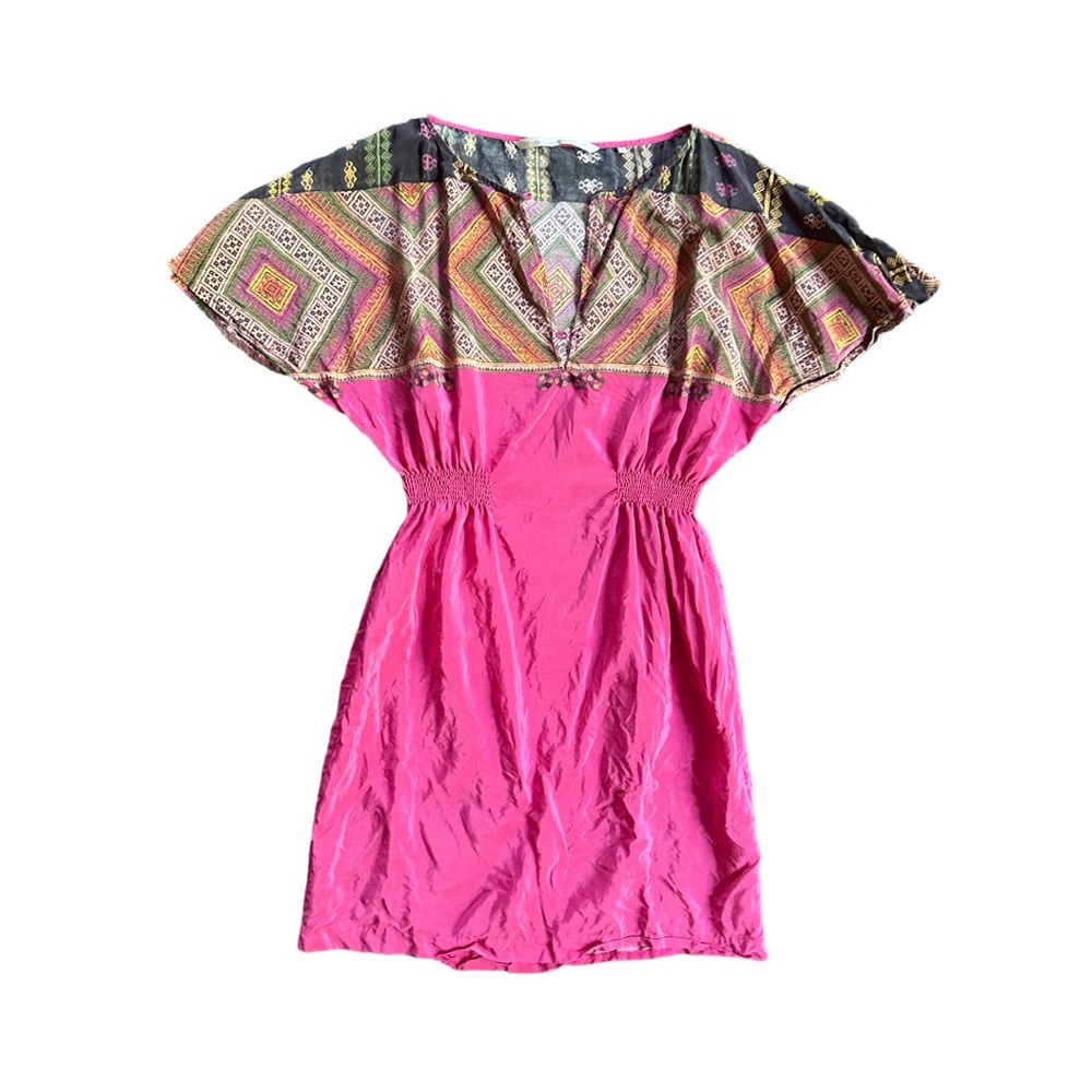 Twelfth Street Cynthia Vincent 100% Silk Fushia Tunic Kaftan Size Small